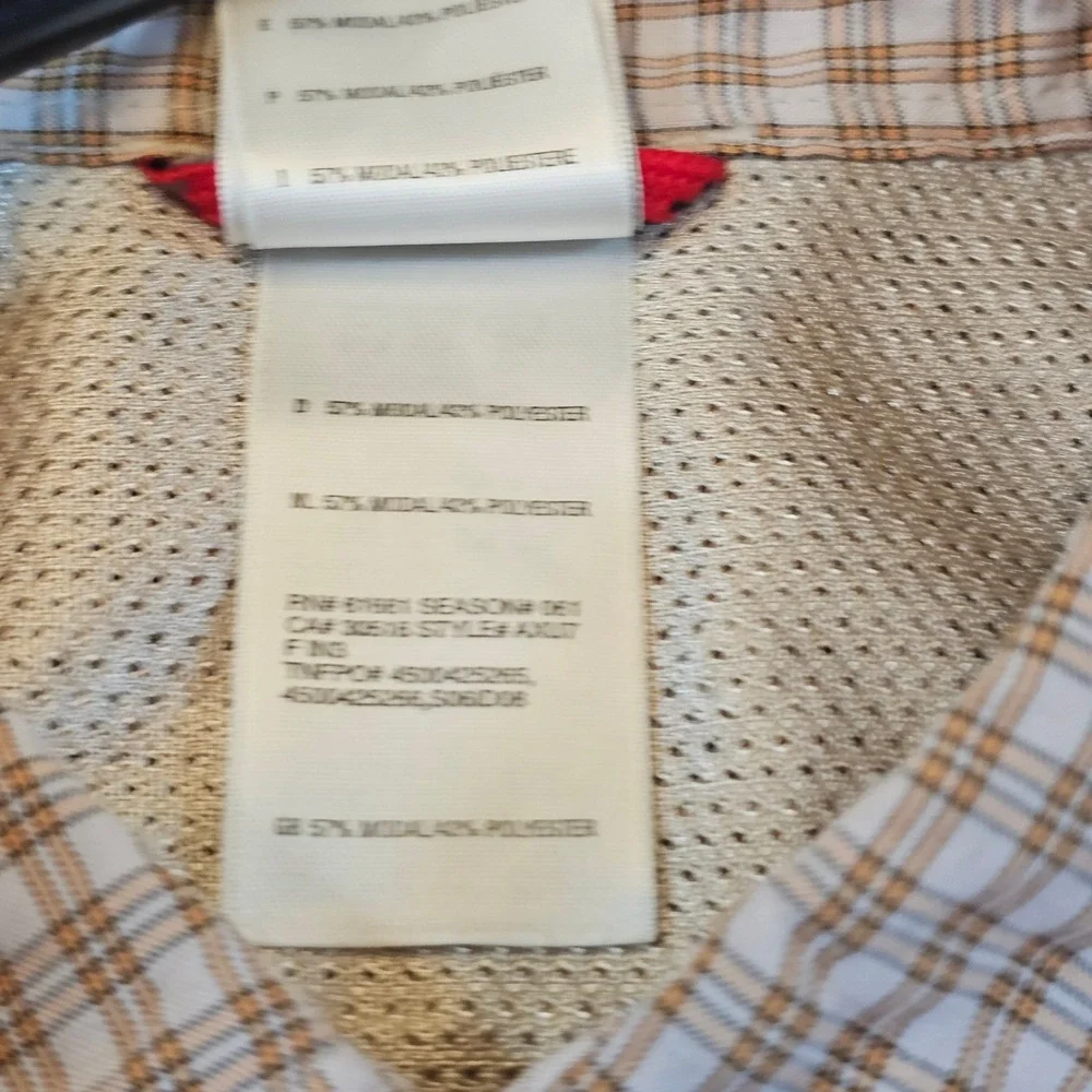 The North Face Mens Large Beige Brown Plaid Short Sleeve Button Up Outdoor AXU7
